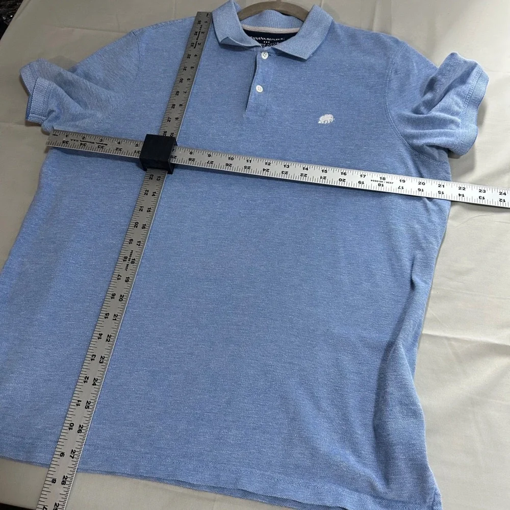 Banana Republic Pique Polo Mens M Tall Blue Organic Cotton Classic Preppy
